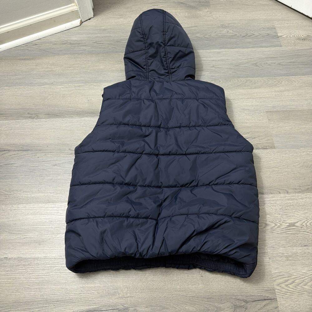French Connection Mens Blue Hooded Puffer Vest Quilted Full Zip Size Medium